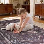 MAVAL Black Washable Rug 2'6'' x 10' Runner Rug (Black+Burgundy, 2'6'' x 10')-B189P189058 - 场景图