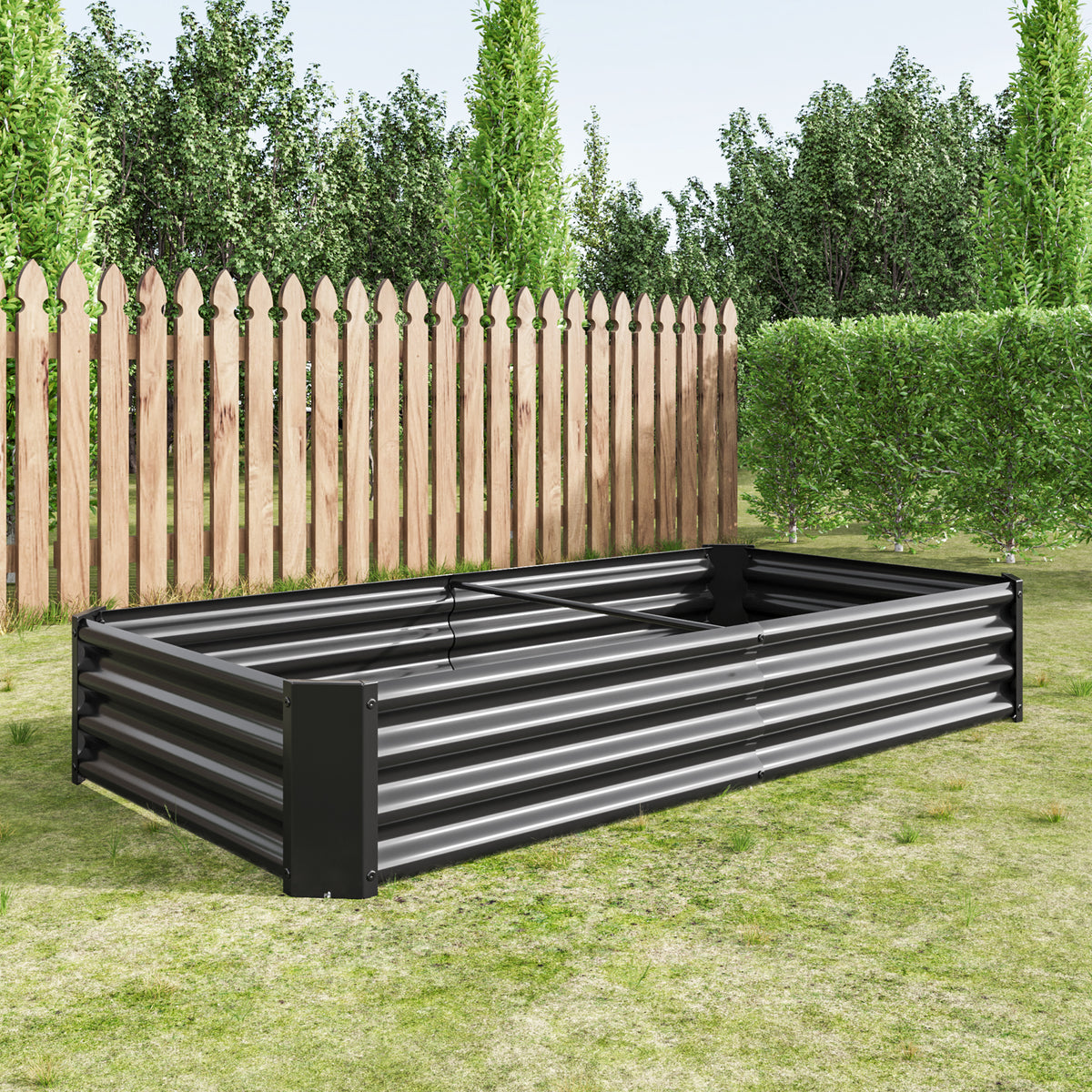 Raised Garden Bed Outdoor, 6×3×1ft , Metal RaisedRectangle Planter Beds for Plants, Vegetables, and Flowers - Black W84091002-djyc