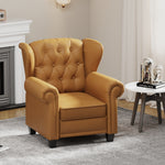 Modern Tufted Push Back Armchair Technical Leather Chair, Adjustable Single Sofa Chair with Sturdy Wood Legs for Bedroom, Living Room, Small Space(Color:ORANGE) W1669P205991-djyc