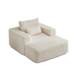 62.5-Inch Corduroy Sponge Sofa Lounge Chair with Removable footrest,No Assembly Required,Fluffy Modern Sleeper Chair for Indoor Living Room Bedroom W834P206050-djyc
