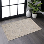 Step Collection High-Low Beige Indoor Area Rug, 2'x3', Modern, Contemporary, Geometric, Bohemian, Bedroom, Kitchen, Living Room, Doormat, Non Shedding Carpet-B189P448797