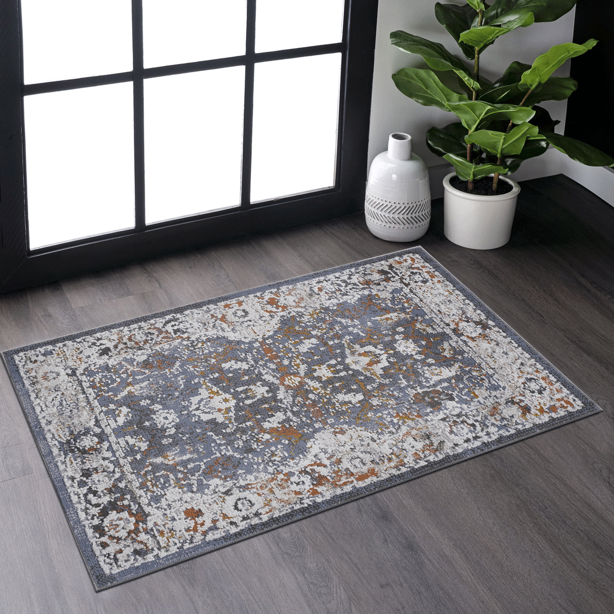 PAYAS Collection 2X3 Blue / Traditional Doormat Rug-B189P183437