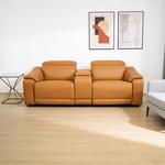 3-Piece Modular Leather Sofa with 2 Cup Holders,Comfortable Sectional Sofa Set for Living Room,Brown-B347S00033 - 场景图