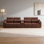 5-Piece Modular Leather Sofa with 2 Cup Holders,Comfortable Sectional Sofa Set for Living Room, Dark Brown-B347S00038 - 正方形修复