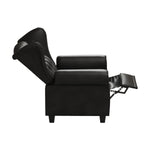 Modern Tufted Push Back Armchair Technical Leather Chair, Adjustable Single Sofa Chair with Sturdy Wood Legs for Bedroom, Living Room, Small Space(Color:Black) W1669P199585-djyc