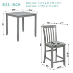 5 Piece Dining Table Set, Wooden Dining Square Table Set for 4, Counter Height Kitchen Table Set with Square Table and 4 Upholstered Chairs for Small Space, Gray W1998S00030-djyc