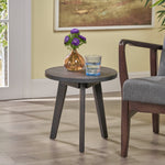 Funky Acacia Wood End Table – Round Top, Tripod Frame, Perfect for Outdoor Relaxation 63163.00DGRY-djyc