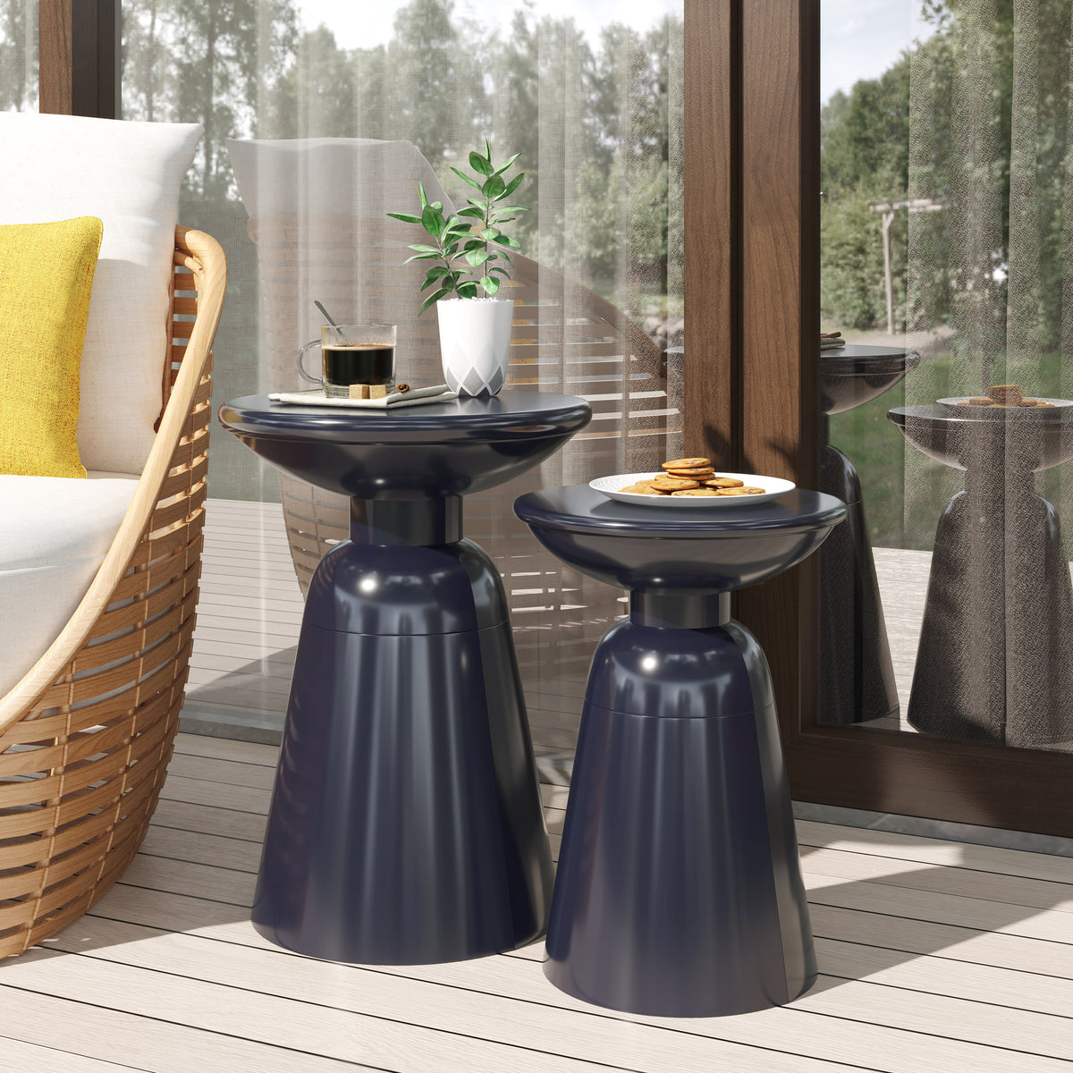 Modern Pedestal Side Table Set – Stylish and Durable Design for Your Space 73614.00NBLU-djyc