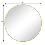Wall Mirror 36 Inch Gold Circular Mirror Metal Framed Mirror Round Vanity Mirror Dressing Mirror, for Bathroom, Living Room, Bedroom Wall Decor W1435127089-djyc