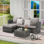 2 Pieces Patio Furniture Set,Outdoor Woven Sectional L- Shaped Patio Furniture ,Wicker Conversation Set with Ottoman, Detachable Lounger Table for Backyard Poolside W874P264736-djyc