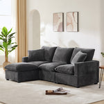 86*57' Modern Modular Sofa, 4 Seat Chenille Sectional Couch Set with 2 Pillows Included, Freely Combinable Indoor Funiture for Living Room, Apartment, Office, 2 Colors GS009013AAB-djyc