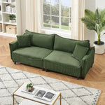 Sofa Showcasing Green Corduroy Fabric, Transformable into Sofa Bed with Two Throw Pillows: Ideal for Living Rooms & Diverse Scenes W1278S00038-djyc