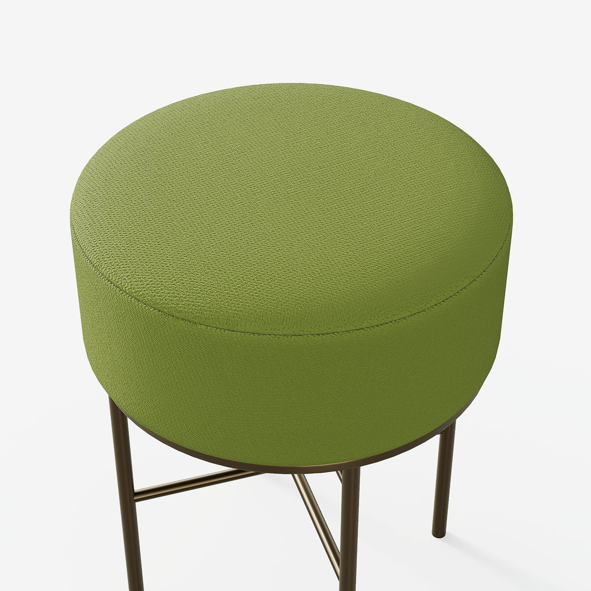 2 pcs Round Cushioned Vanity Stool, Linen Upholstered Vanity Stool for Makeup Room, Modern Soft Stool for Bar and Dining, Ottoman Footrest Stool with Metal Legs for Living Room, Bedroom(Matcha Green) W2557P180260-djyc