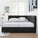 Full Size Upholstered TuftedBed Frame, Sofa Bed Frame with Comfortable Backrest and Armrests, Full Size Bed for Bedroom, Living Room,Velvet, Black(80.5''*59''*30.5'') W487S00222-djyc