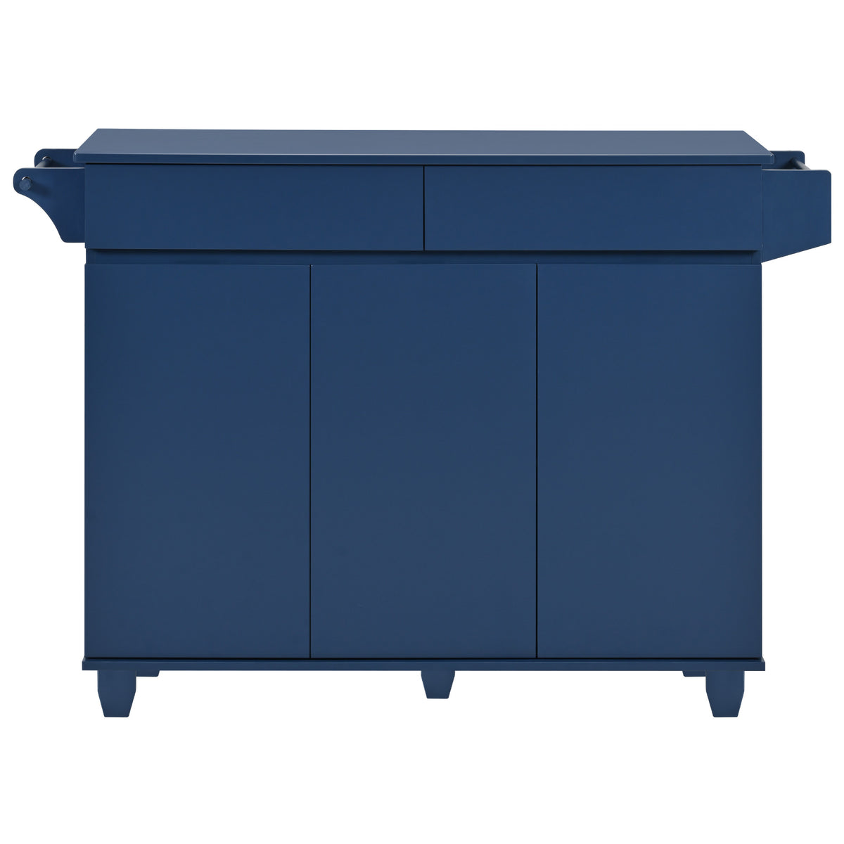 K&K 53.2''Kitchen Island with Drop Leaf, Kitchen Storage Cart with Spice Rack, Towel Rack and 2 Drawers, Rolling Kitchen Island on Wheels with Adjustable Shelves for Kitchen, Dining Room, Navy Blue N707P173041G-djyc