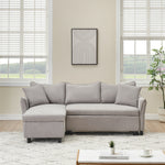 This 80-inch gray corduroy L-shaped sofa comes with two small throw pillows that can be converted into a sofa bed for storage W1278S00027-djyc