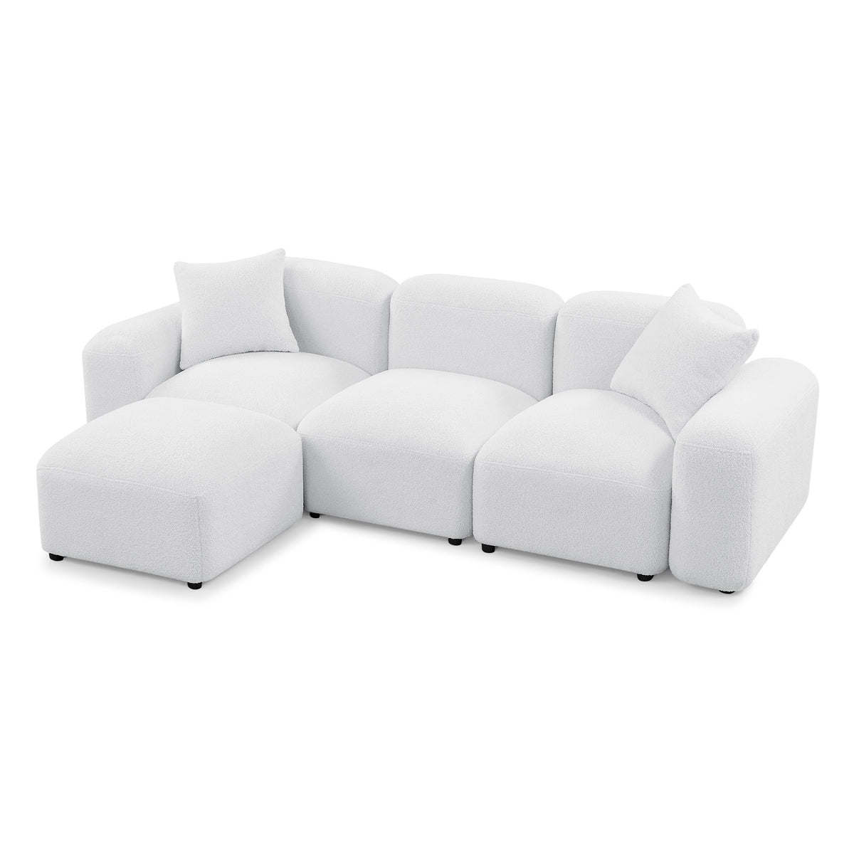 L-Shape Modular Sectional Sofa, DIY Combination,Teddy Fabric,White W487S00148-djyc