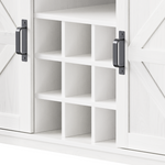 K&K 71" Farmhosue Pantry Bar Cabinet with Internal Storage Rack,Kitchen Cabinet with Hutch,Sliding Door,Power Outlet,Pegboard,Wine & Glasses Rack,3 Drawers,Rustic Coffee Bar Storage Cabinet,White Oak N707S000008W-djyc