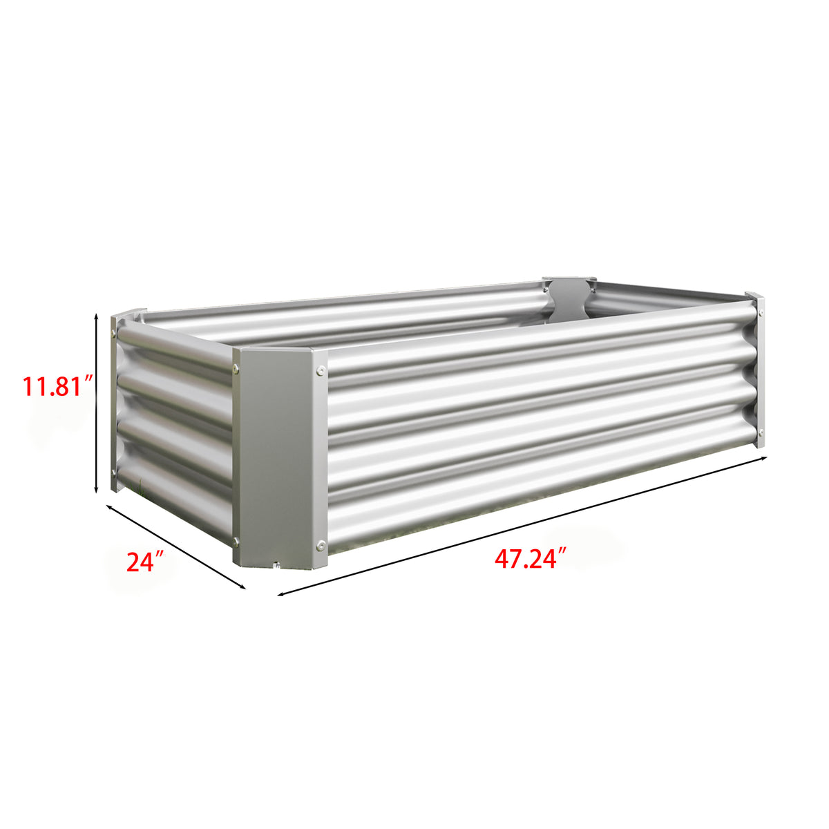 Metal Raised Garden Bed, Rectangle Raised Planter 4×2×1ftfor Flowers Plants, Vegetables HerbSilver W84091001-djyc