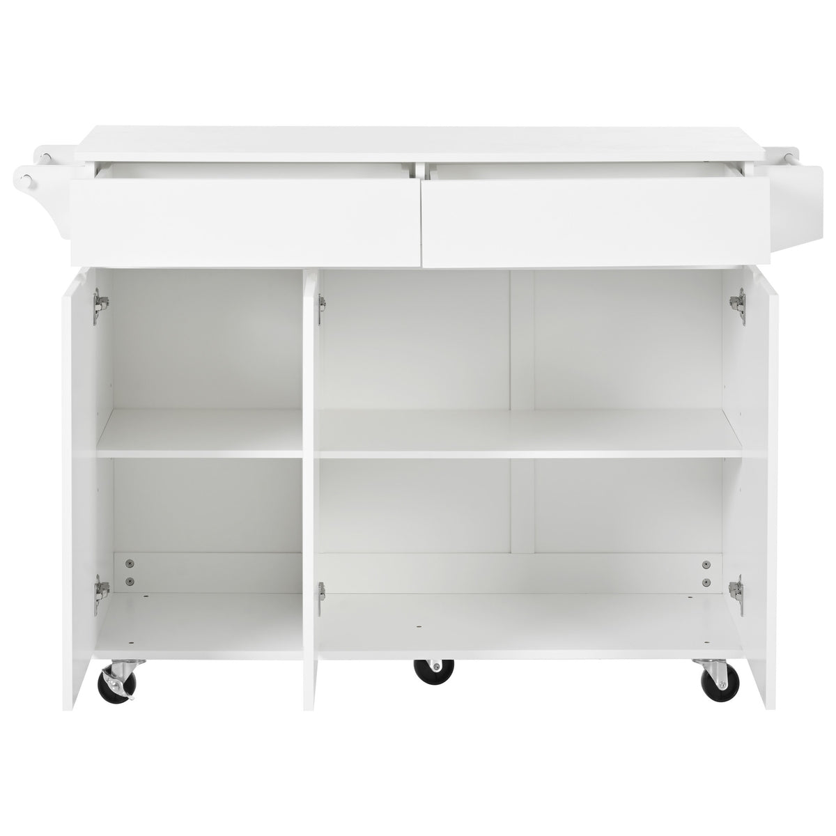 K&K 53.2''Kitchen Island with Drop Leaf, Kitchen Storage Cart with Spice Rack, Towel Rack and 2 Drawers, Rolling Kitchen Island on Wheels with Adjustable Shelves for Kitchen, Dining Room, White N707P173041W-djyc