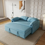 Sofa Showcase: 54" Velvet Blue Sofa Bed – A Dual-Purpose Living Room Gem with a Retractable Bed Option W1278127958-djyc