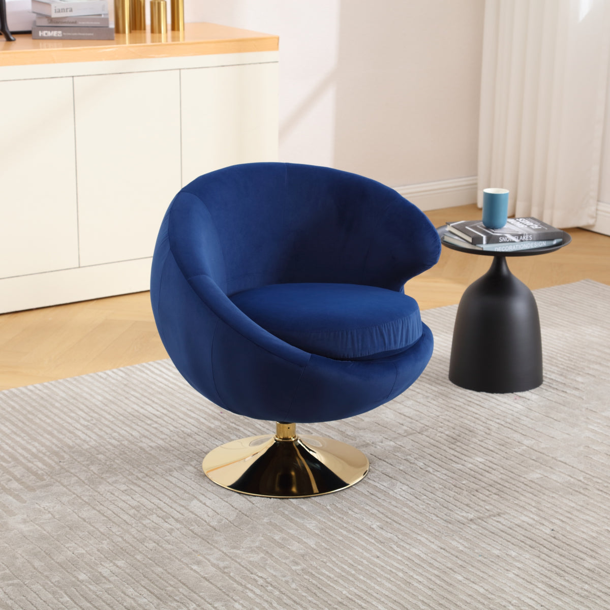 360 Degree Swivel Cuddle Barrel AccentChairs, Round Armchairs with Wide Upholstered, FluffyFabric Chair for Living Room, Bedroom, Office, Waiting Rooms W1539P147077-djyc