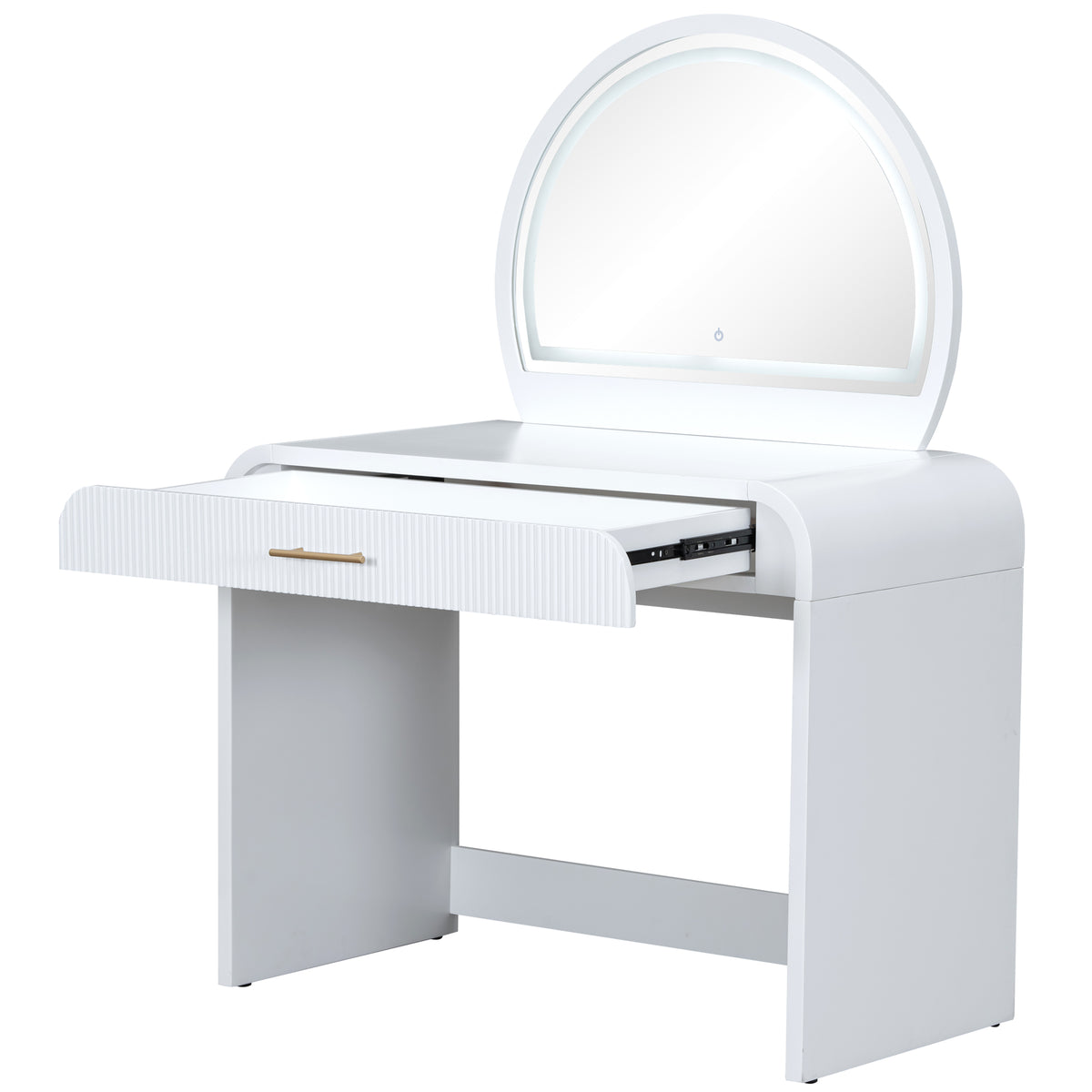 39" Makeup Vanity Table with Mirror Touch Screen Lighted Mirror, Dressing Table with Drawer for Bedroom, White N704P196658K-djyc