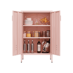 Pink Steel Double Door Cabinet with Handles, With Removable Dividers and Adjustable Height. Suitable for Living Room, Office, Bedroom, Study and Other Places. W328P195208-djyc