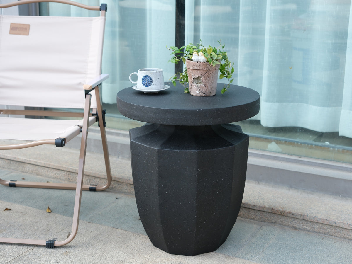 Decorative Garden End Table, 20.3" H Modern Heavy Duty Patio Sturdy Faux Terrazzo Accent Table Side Table Plant Table for Indoor Outdoor W2734P194118-djyc