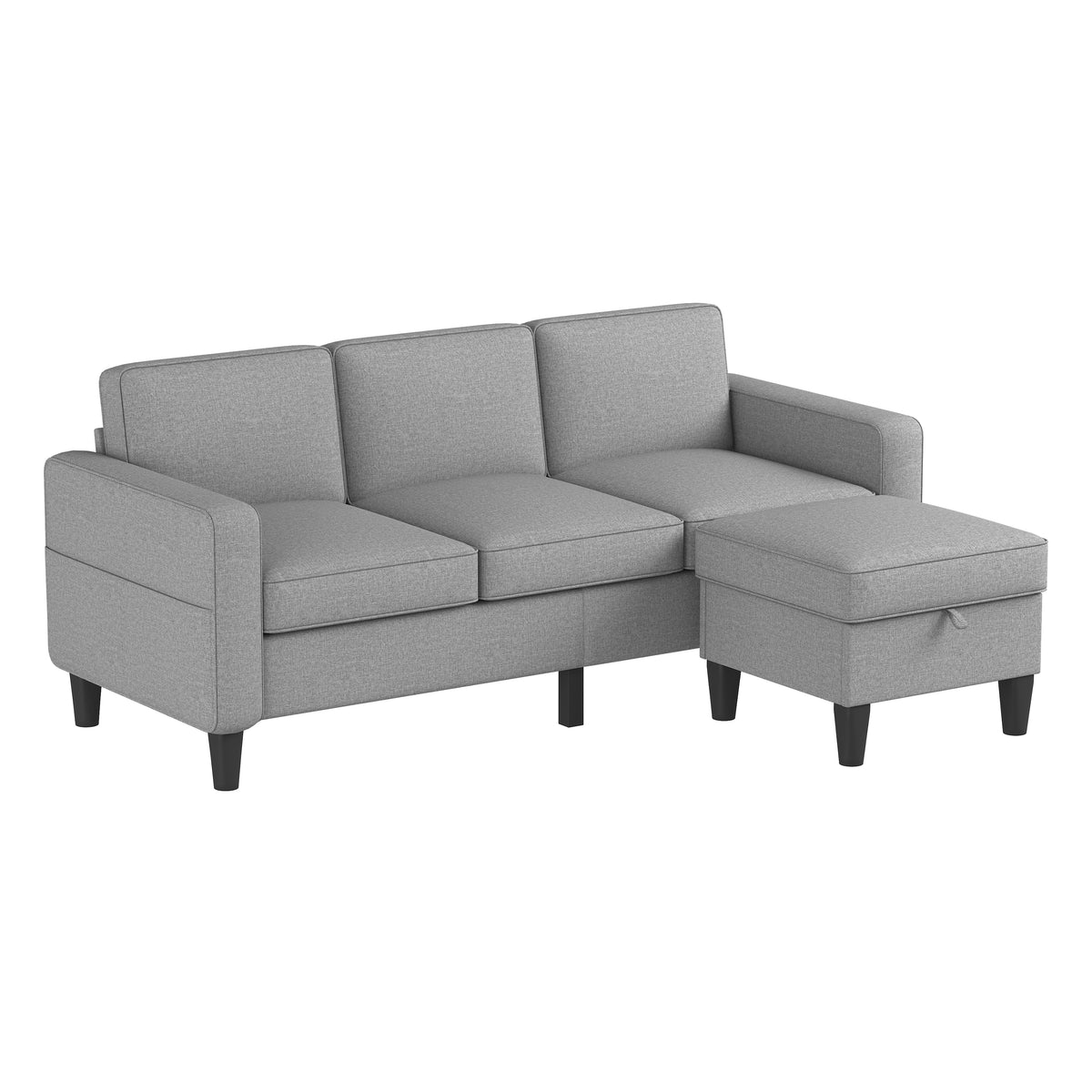 Sofas for families, apartments, dorms, bonus rooms, compact Spaces with lounge lounges, 3 seater, L-shaped design for the chaise, 680 LBS capacity - light grey W1793138512-djyc