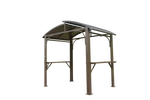8x5FTArc Roof, Grill Canopy for Outdoor Grill w/Double Galvanized Steel Roof and 2 Side Shelves, BBQ Gazebo Grill Tent for Patio Garden Backyard, Brown W1859S00075-djyc
