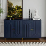 Modern Blue Lacquered 4 Door Wooden Cabinet Sideboard Buffet Server Cabinet Storage Cabinet, for Living Room, Entryway, Hallway, Office, Kitchen and Dining Room W1435133313-djyc