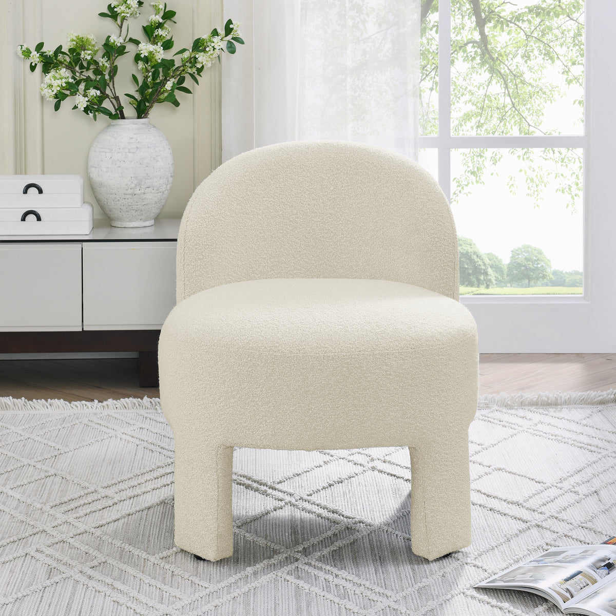 Hoop gauze lounge chair with sof cushion and backrest, need to be assembled, suitable for living room'bedroomldining room---BEIGE(24.5"28.75"28.75") W487P197821-djyc