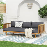 Acacia Wood Daybed with Water-Resistant Cushions – Classic Slat Panel Design for Ultimate Outdoor Comfort(DARK GRAY) N770P205537A-djyc