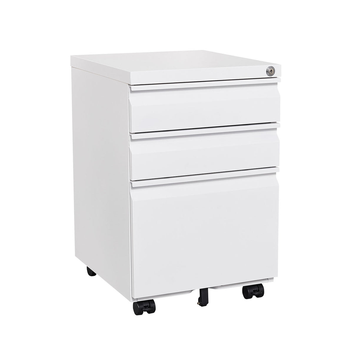 3-Drawer Mobile File Cabinet with Lock, Office Storage Filing Cabinet for Legal/Letter Size, Pre-Assembled Metal File Cabinet Except Wheels Under Desk(White) W124770977-djyc