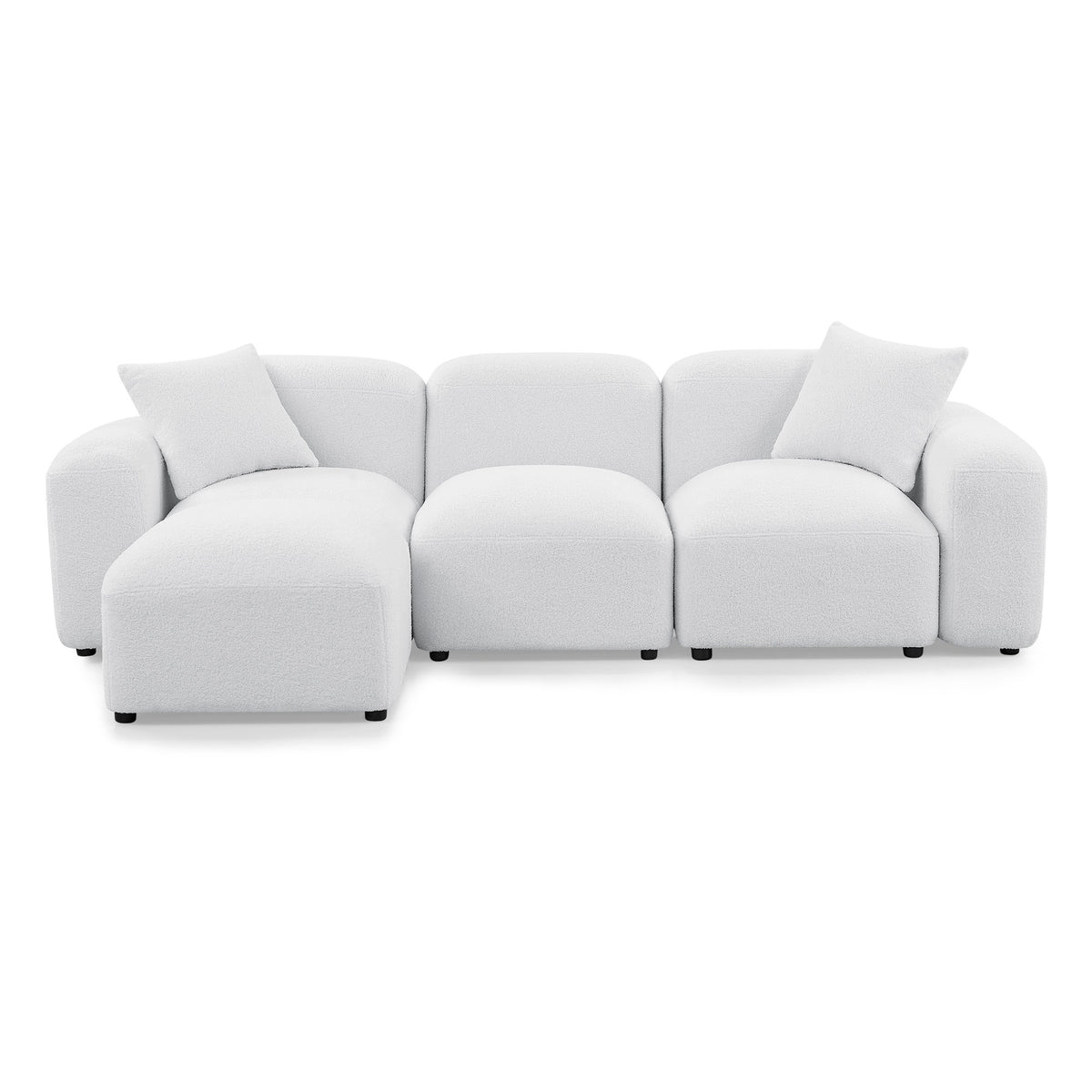 L-Shape Modular Sectional Sofa, DIY Combination,Teddy Fabric,White W487S00148-djyc