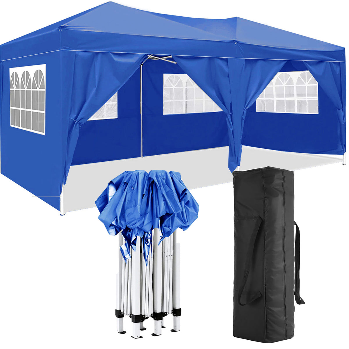 10'x20' Folding Canopy with 6 Removable Sidewalls Outdoor Event Shelter UPF 50+ Gazebo Portable Tents for Parties Beach Camping Wedding EZ Pop Up Canopy W2185P191604-djyc