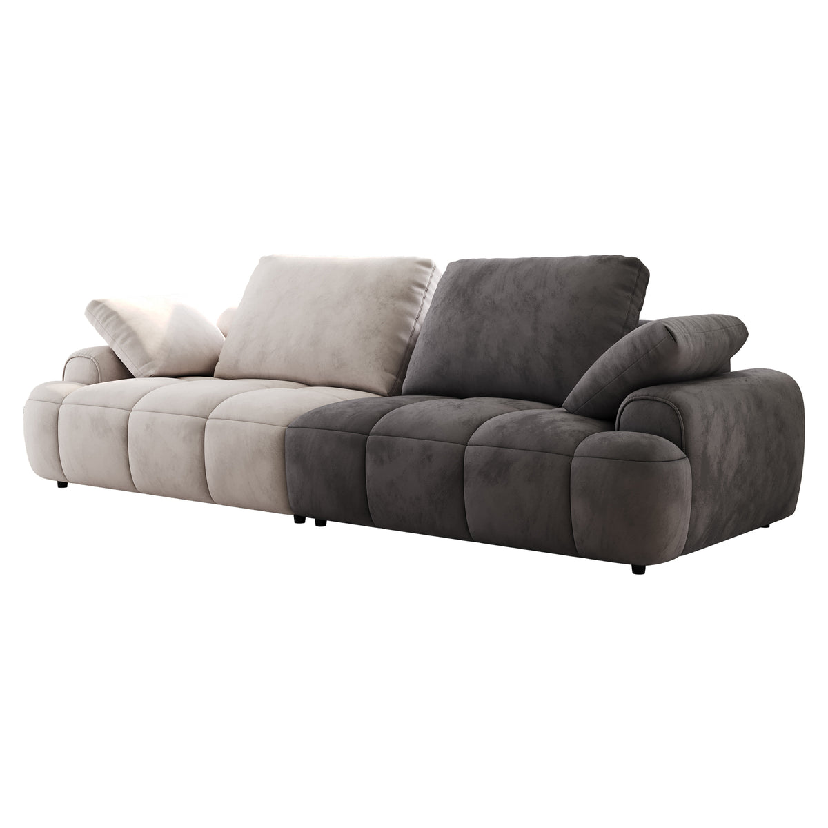 86.6″ Large size two Seat Sofa,Modern Upholstered,Beige paired with grey suede fabric W1767S00002-djyc