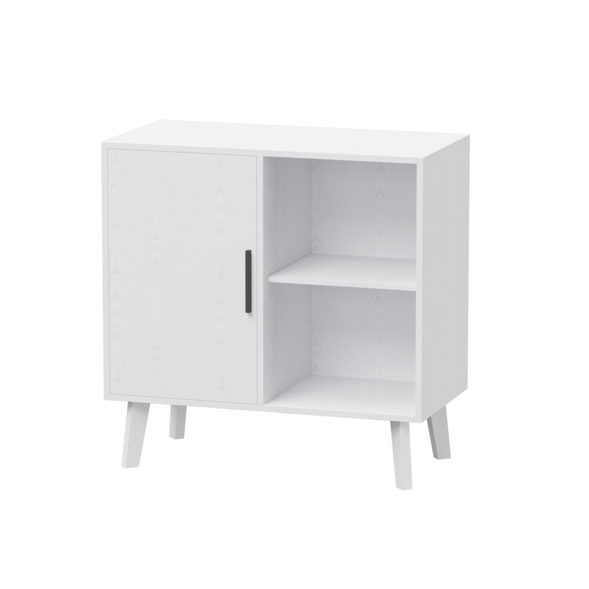 Sideboard Buffet Kitchen Storage Cabinet, Accent Cabinet with Solid Wood Feet for Decorated Doors, Dining Room, Hallway, Cupboard Console Table, Liquor / Accent Cabinet (White) W808P152923-djyc