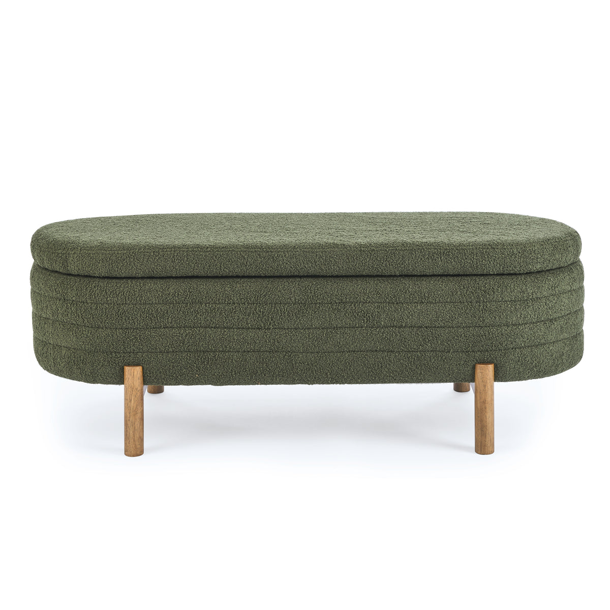 Ottoman Oval Storage Bench,Rubber Wood Leg, Green(46."x17.7"x10.8") W487P178761-djyc