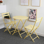 3 Piece Patio Bistro Set of Foldable Round Table and Chairs, Yellow W1586P143143-djyc