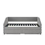 Twin Size Daybed with Two Drawers Trundle Upholstered Tufted Sofa Bed, Linen Fabric, Grey (82.5"x42.5"x34") W487S00165-djyc