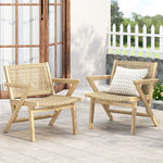 Transitional Woven Outdoor Club Chairs – Acacia Wood Frame, Rustic Modern Style(set of 2) 72613.00MLBRN-djyc