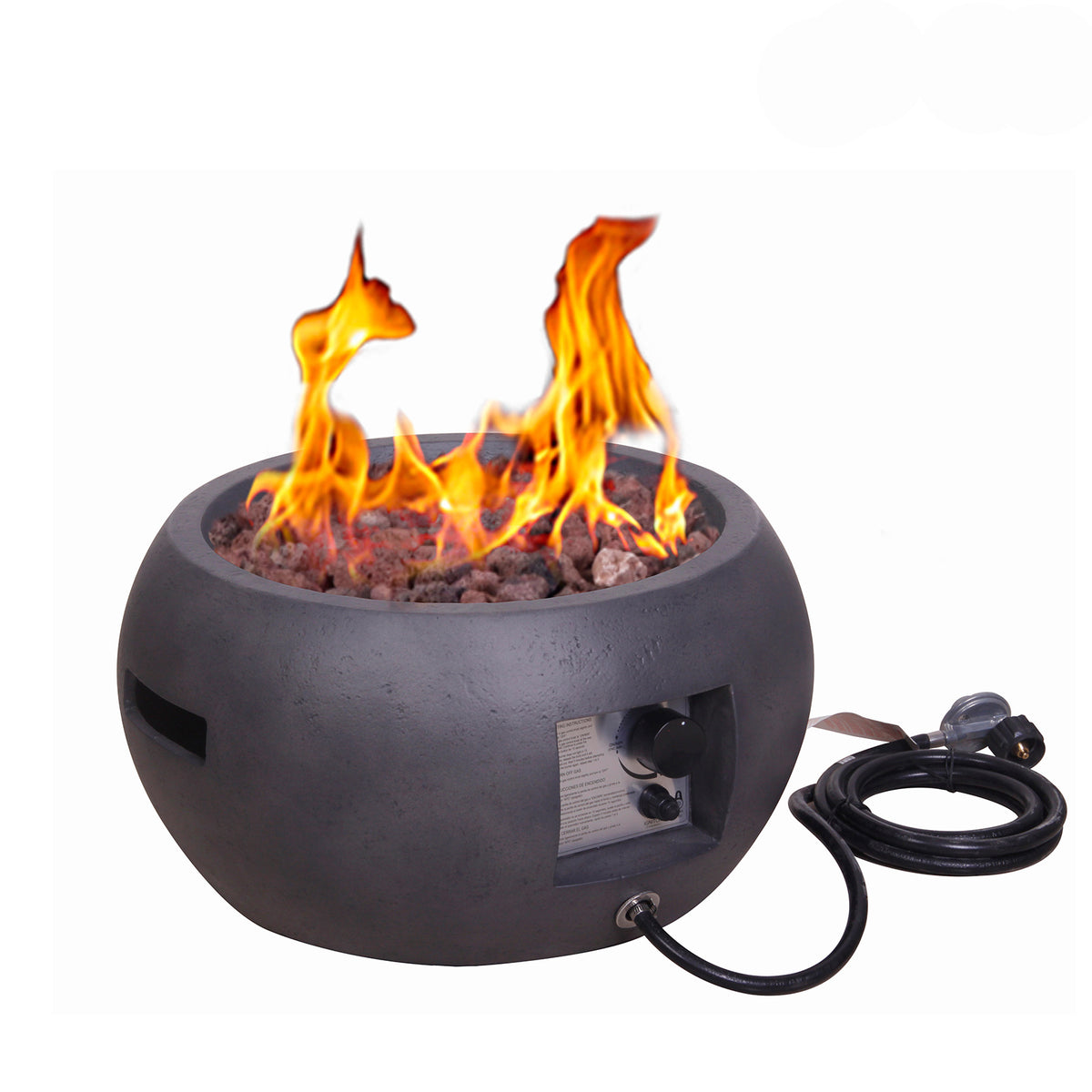 New Design Product Faux Concrete Texture Round Dark Propane Outdoor Fire Pit W2029120079-djyc