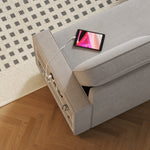 85.8" Pull Out Sleeper Sofa L-Shaped Couch Convertible Sofa Bed with Storage Chaise And Storage Racks,With USB Port And T-pyce Port W834S00267-djyc