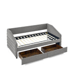 Twin Size Daybed with Two Drawers Trundle Upholstered Tufted Sofa Bed, Linen Fabric, Grey (82.5"x42.5"x34") W487S00165-djyc