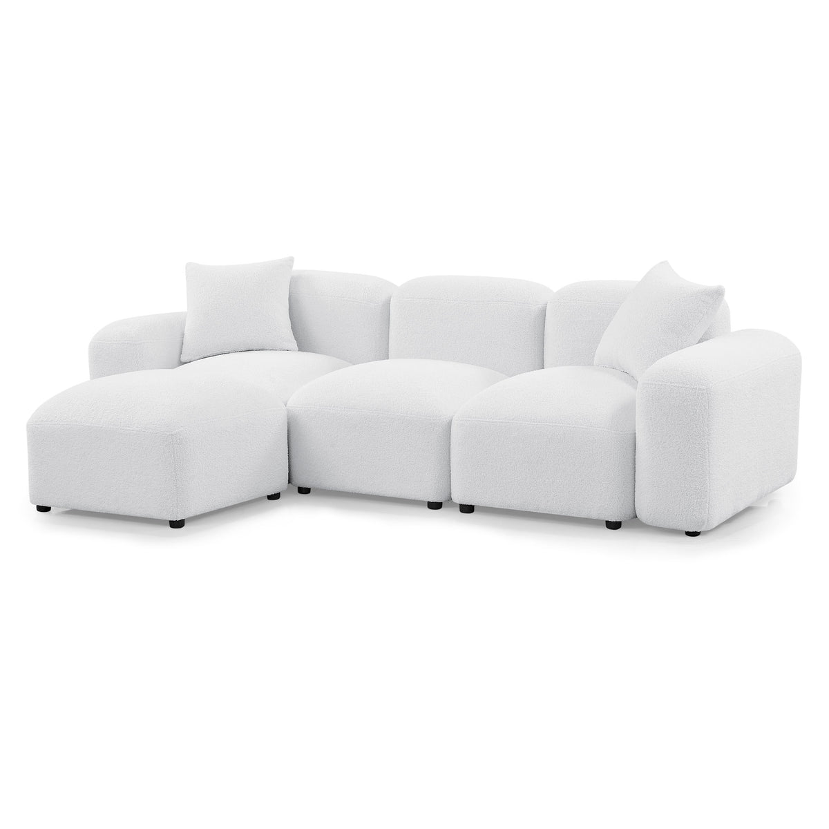 L-Shape Modular Sectional Sofa, DIY Combination,Teddy Fabric,White W487S00148-djyc