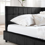 Full Size Upholstered TuftedBed Frame, Sofa Bed Frame with Comfortable Backrest and Armrests, Full Size Bed for Bedroom, Living Room,Velvet, Black(80.5''*59''*30.5'') W487S00222-djyc