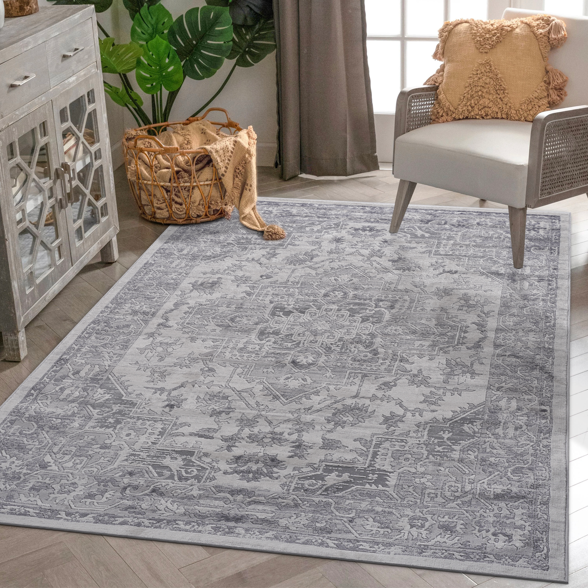 MARFI Collection 5X7 Silver / Oriental Area Rug-B189P183424