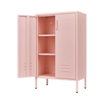 Pink Steel Double Door Cabinet with Handles, With Removable Dividers and Adjustable Height. Suitable for Living Room, Office, Bedroom, Study and Other Places. W328P195208-djyc